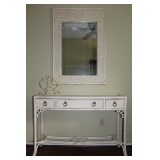 Hekman Furniture Co. Lexington NC :  White Wicker Console Table (46”W x 15”D x 32”H) And a Matching 