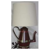 Tole Painted Tin Coffee Pot Lamp