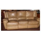 Beige Leatherette Sofa w/2 Recliners