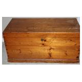 Antique Hand Crafted Dove Tailed Trunk with Interior Side Storage Compartments (37 3/8”W x 18”D x 18