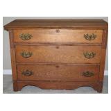 Antique Oak 3-Drawer Low-Boy Chest with Origianal Hardware  (42 1/2”W x 19 3/4”D x 30 1/2”H)