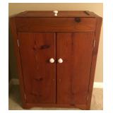 Vintage Pine 2 Door Cabinet and Lift Top with White Porcelain Knobs