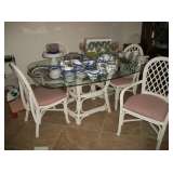 TABLE & 6 CHAIRS - LG. COLLECTION OF BLUE & WHITE CHINA