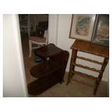 ART DECO MAGAZINE TABLE, RATTAN WINE RACK