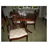 TABLE & 3 LEAVES, PADS & 8 CHAIRS