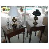 2 AM. ANTIQUE TABLES, ANTIQUE LAMPS