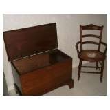 ANTIQUE BLANKET CHEST, VIC. CHAIR