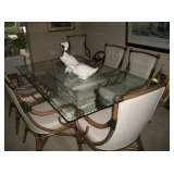 TABLE & 6 RATTAN CHAIRS