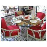 FICKS REED TABLE & 4 CASTOR CHAIRS