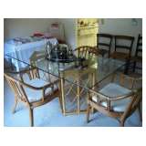 TABLE & 4 RATTAN CHAIRS