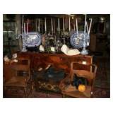 FLOW BLUE & BLUE WILLOW PLATTERS