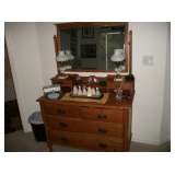 AM. ANTIQUE DRESSER & MIRROR
