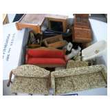 BOX OF DOLL HOUSE FURNITURE