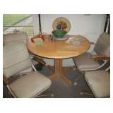 DROP LEAF TABLE & 4 CASTER CHAIRS