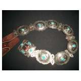 STERLING CONCHA BELT - INDIAN SIGNED