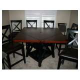 COMFORT HEIGHT CONVERTIBLE TABLE - ROUND TO SQ. + 8 CHAIRS