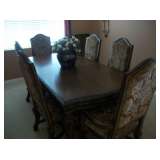 TABLE, 2 LEAVES, 6 CHAIRS