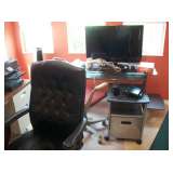 2 OFFICE CHAIRS, COMP. DESK 1 OF 3 FLAT TV