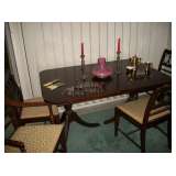 MAHOGANY TABLE 1 LEAF - 6 CHAIRS