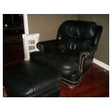 LEATHER  CHAIR & OTTO
