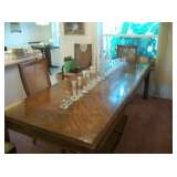 LG. TABLE, PADS & 6 CHAIRS