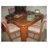 GAME TABLE & 4 CHAIRS, GORHAM SILVER PLATE FOR 8