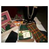 IRISH PLAID SCARVES, COSTUME JEWELRY