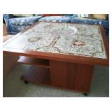 TEAK COFFEE TABLE - TILE TOP