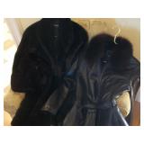 FINE MINK 3/4 COAT, LEATHER & FOX