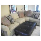 POTTERY BARN SECTIONAL & LEATHER BENCH