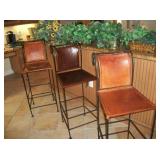 3 LEATHER BAR STOOLS