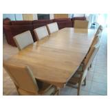 SOLID MAPLE TABLE EXTENDS TO 104" 6 ARM CHAIRS & 2 SIDE CHAIRS