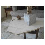 MARBLE TABLE, METAL BASE
