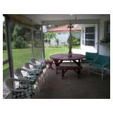 REDWOOD TABLE & 2 BENCHES