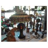 ANTIQUE LEADED GLASS LAMP