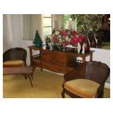 THOMASVILLLE SERVER, 2 CANED BACK CHAIRS