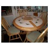 TABLE & 2 LEAVES $ 4 CHAIRS + 2 BAR STOOLS