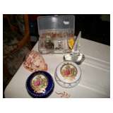 JEWELRY, PERFUME BOTTLE & PORCELAIN BOXES