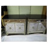 PAIR MIRRORED SIDE TABLES