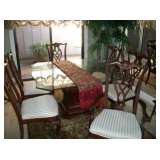 PEDETAL TABLE & 6 CHAIRS