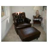 LEATHER CHAIR & OTTOMAN