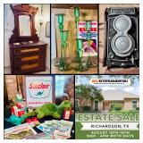 This Fri & Sat! **Incredible Richardson Estate Sale** Vintage Cameras, Collectibles, MCM, Antiques, Glass & More!