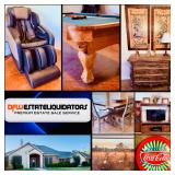 This Fri & Sat! ~Incredible Aledo Estate Sale! Chesterfield Sofa, Pool Table, Fine Furniture, Collectibles, Shop, Taxidermy, Appliances, Accents, Outdoor, Trampoline & Much More!