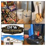 This Fri & Sat! ~HUGE Arlington Collectors Sale! Guitars, Vintage, MCM, Nascar, Lawyers Bookcase, Native American, Uranium Glass, Cast Iron, Huge Copper Kettle, Antiques, Knives & Much More!