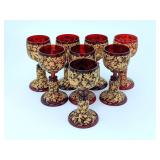 cranberry and gold goblets 