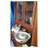 OAK CHINA WITH DISHES