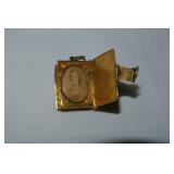 Victorian Gold Book Locket w/ Lucky Horseshoe 