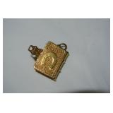 Victorian Gold Book Locket w/ Lucky Horseshoe 