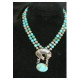 Endangered Species Leopard Necklace In Turquoise and Sterling By Carol Felley