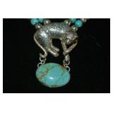 Endangered Species Leopard Necklace In Turquoise and Sterling By Carol Felley